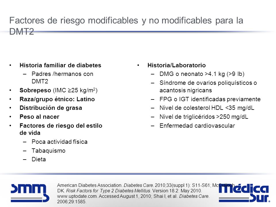 factores de riesgo modificables y no modificables de diabetes mellitus